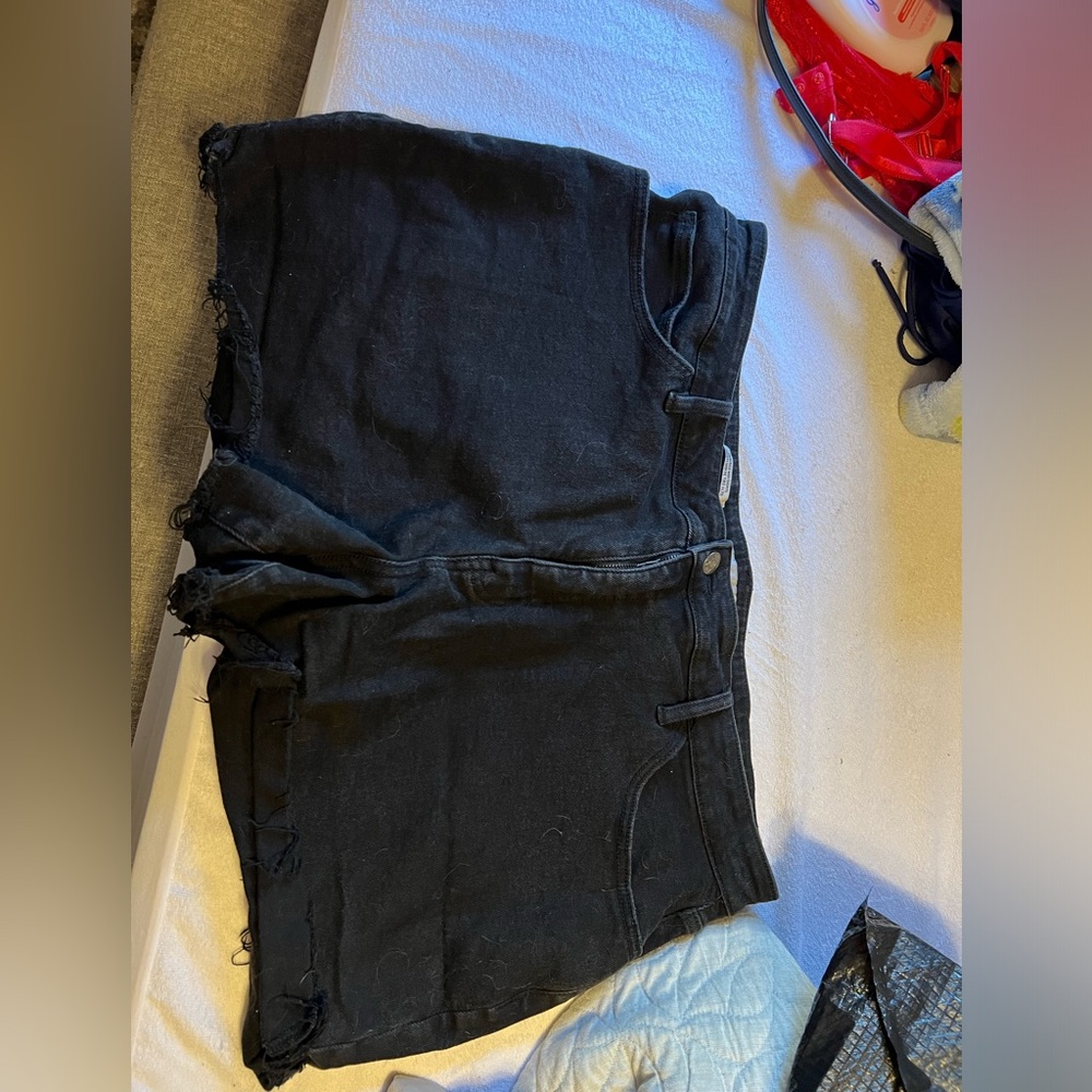 Ava & Viv black shorts with distressing on hem